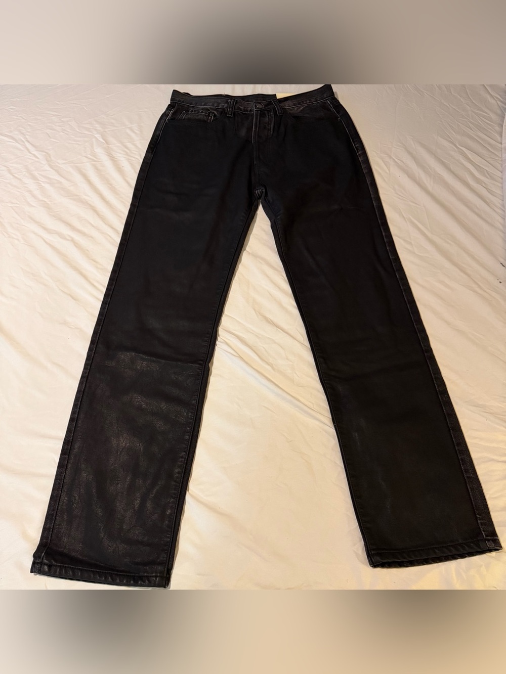 MNML Black Straight-Leg Waxed Jeans